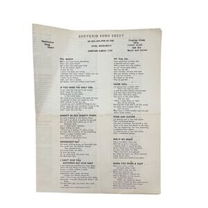 Souvenir Song Sheet Vintage Historic Hotel Muehlebach Downtown Kansas City